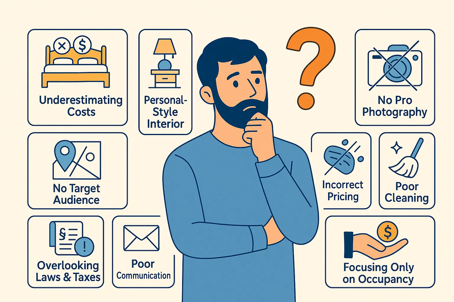 Top 12 kļūdas, ko īpašnieki pieļauj uzsākot īstermiņa īri — un kā no tām izvairīties