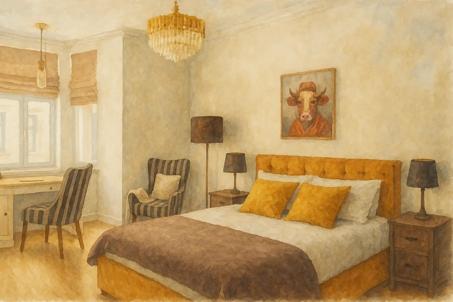 Просторная квартира премиум-класса с современным дизайном и панорамными окнами.